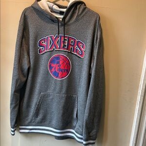 NBA Sixers Gray Hoodie with Red Logo